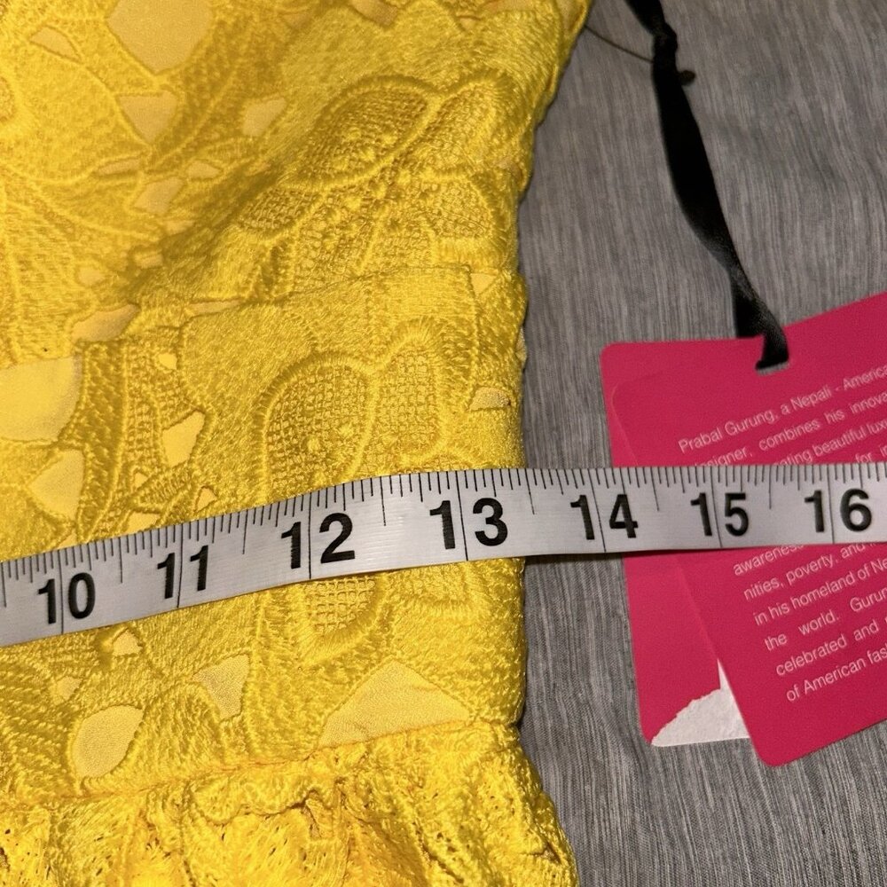Prabal Gurung For JCPenney Yellow Puff Sleeve V-Neck Floral Party Dress Size 4 - Picture 9 of 11